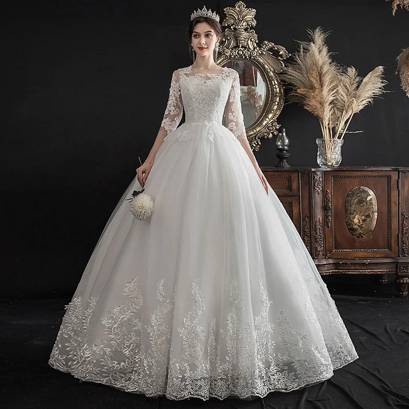Title 3, One-shoulder Dream Slim Sleeve Lace Bride dress...