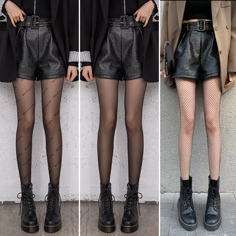 Light flesh-colored net tights, summer JK style, black with "Ins" letters, perfect for a trendy and comfortable summer o — photo 23