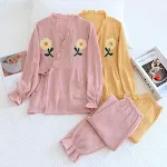 Lange mouw katoenen garen V-hals kimono homewear pak, comfortabel en stijlvol voor ontspannen avonden thuis, ultiem comfort. — foto 12