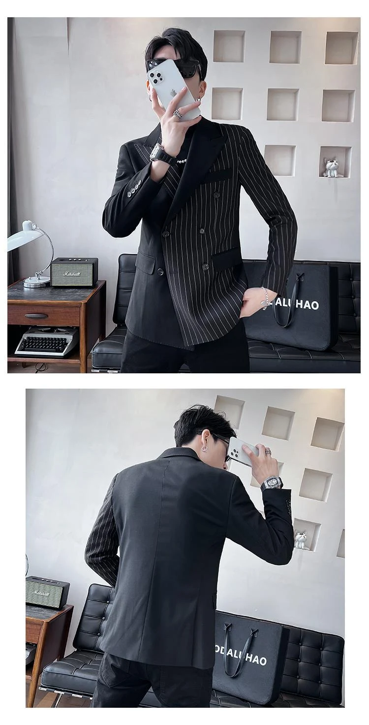 Title 4, British Striped Double Breasted Suit for Men. C...