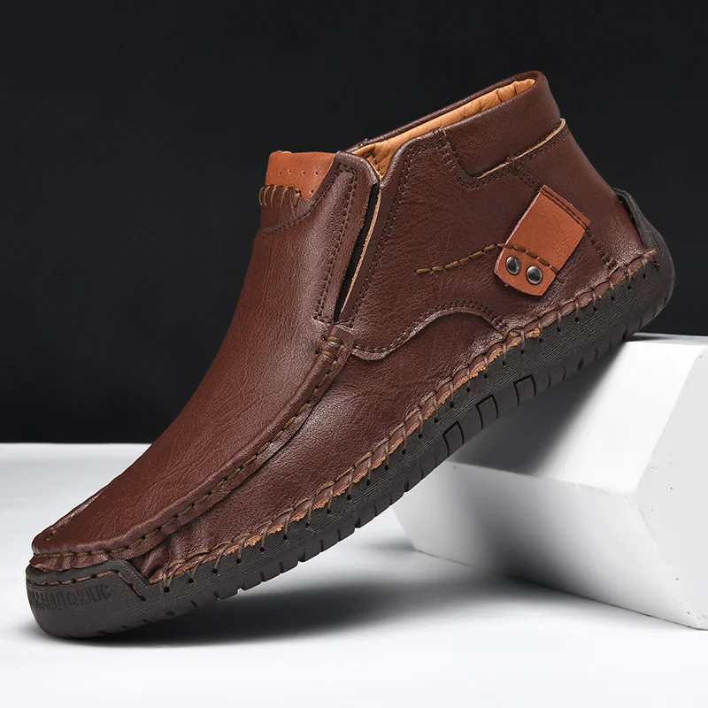 Title 2, Platte Handgemaakte Leren Schoenen Lente High-t...