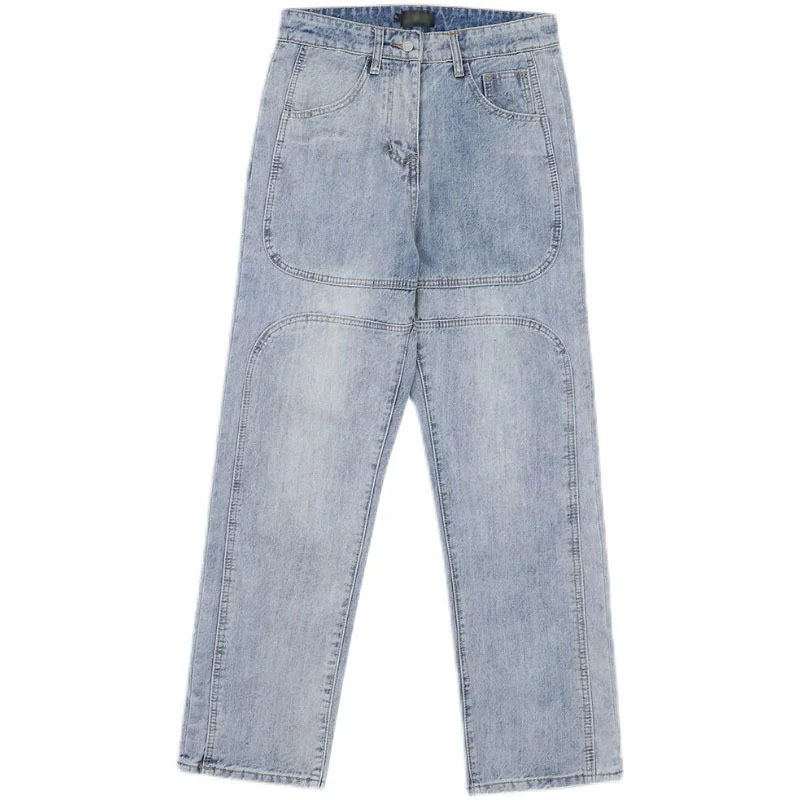 Title 5, National Tide Straight Retro Wash fashion jeans...