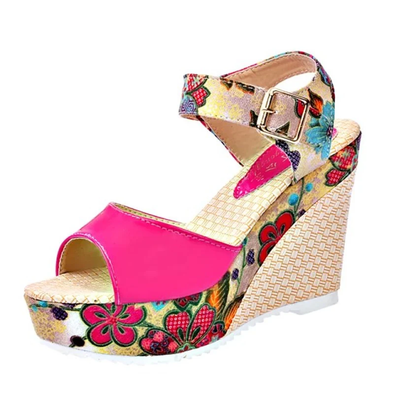 Women's Floral Bowknot Platform Wedge Sandals with High Heel. Stylish and comfortable, perfect for summer, offering heig — photo 3