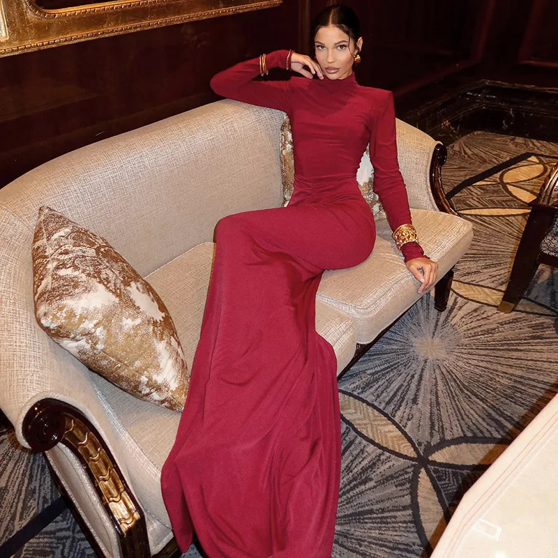 Title 18, Womens Turtleneck Long Sleeve Pleated Hip Dress