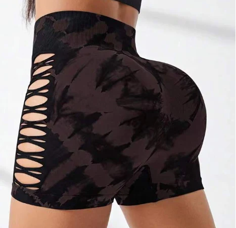 Tie-dye yoga shorts met billenlift-effect, comfortabel voor workouts en casual looks. De perfecte combinatie van stijl en prestatie. — foto 40