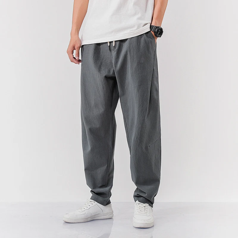 Title 5, Mens Chinese Style Cotton and Linen Pants, Tre...