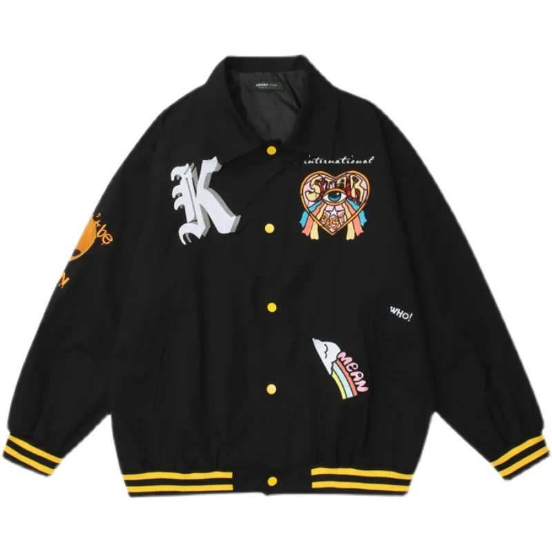 Jaqueta de beisebol uniforme com bordado de letras de desenho animado masculina, cardigan, ideal para uso diário, confortável e com estilo. — foto 1