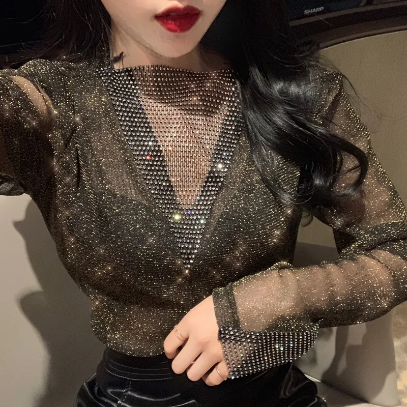 Title 4, Camicia a maniche lunghe con cuciture a rete in...