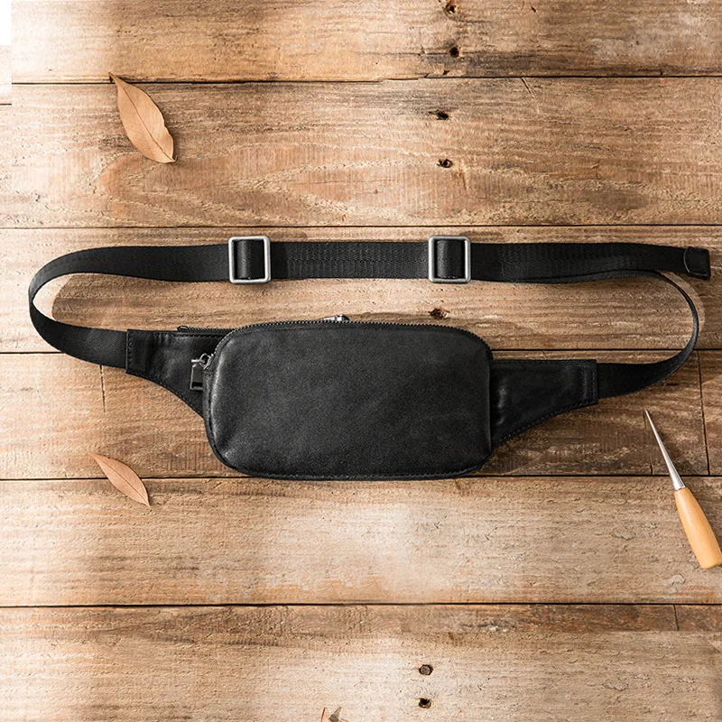 Pochete masculina em couro legítimo de vaca de camada superior, casual e versátil, ideal para uso diário e viagens com estilo. — foto 2