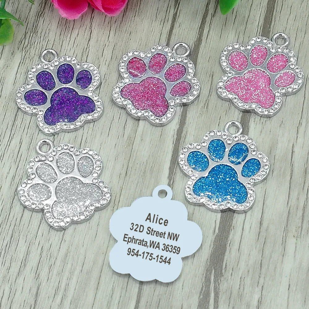 Title 13, Personalized Dog Cat ID Tag Bling Rhinestone Pu...