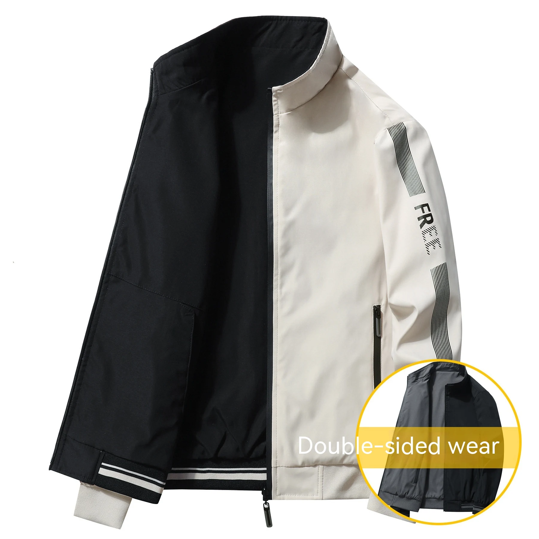 Jaqueta de beisebol casual solta dupla face para homens estilo piloto, design moderno e confortável, perfeita para diversas ocasiões do dia a dia. — foto 12