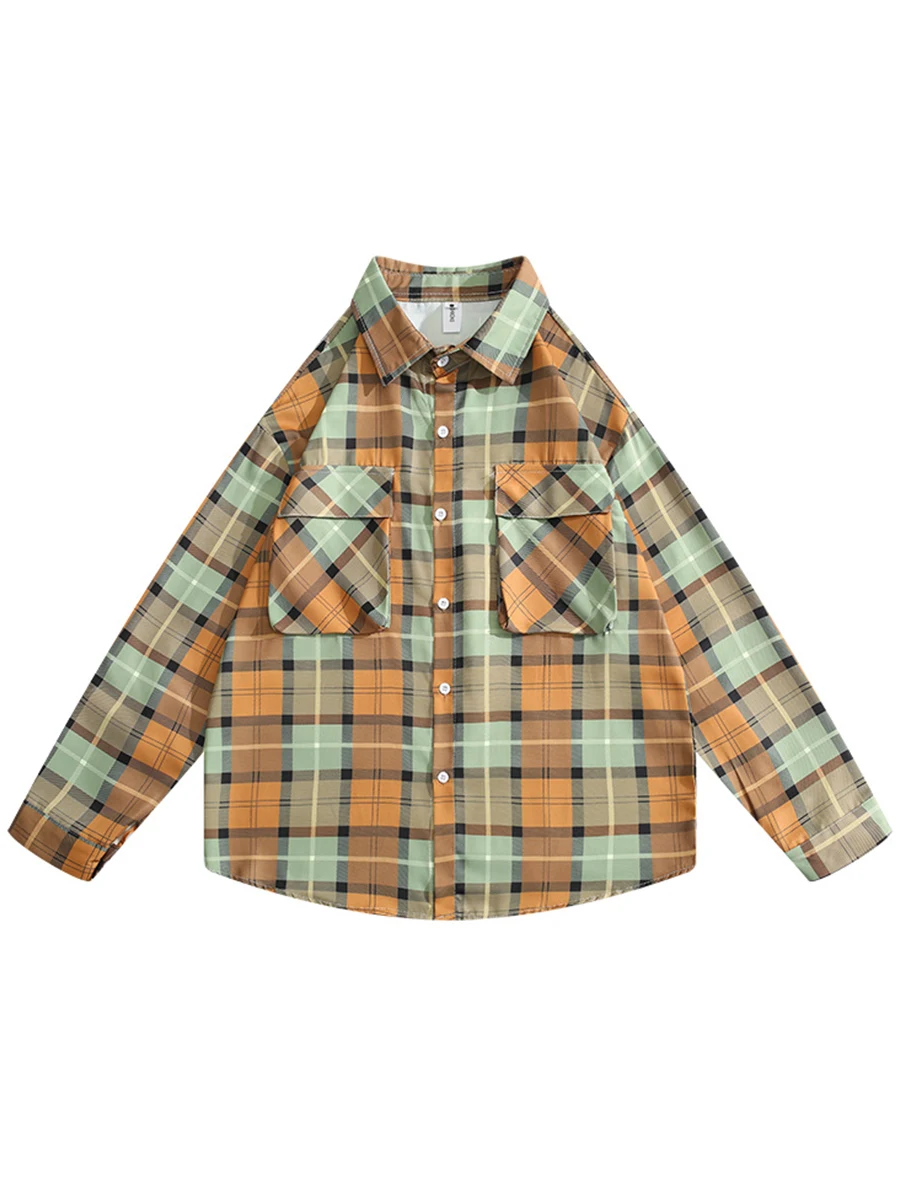 Camisa xadrez retrô com contraste de cores masculina e feminina Estilo vintage para um visual moderno Confortável e perfeita para diversas ocasiões — foto 10