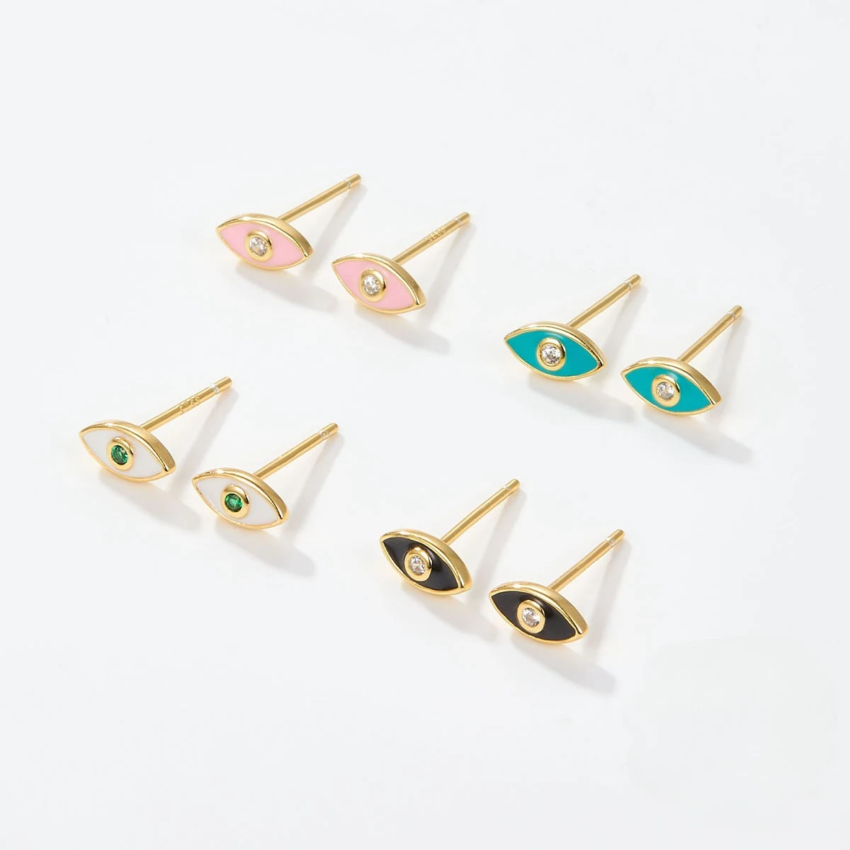Colar de óleo colorido, brincos de olho com tachas, simples e compactos, perfeitos para um visual diário elegante e moderno. — foto 1