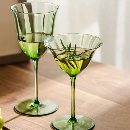 Title 1, Vintage Green Wine Glass Goblet, perfect for el...