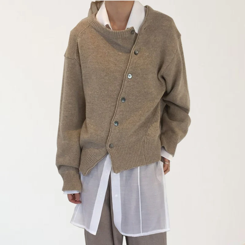 Suéter estilo preguiçoso com fivela oblíqua e design irregular — foto 1
