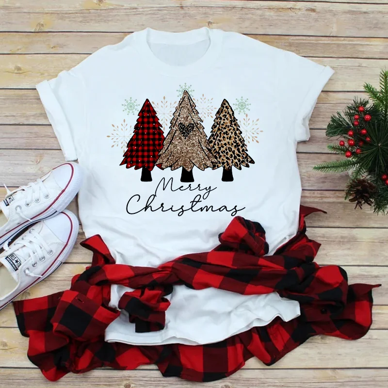 Camiseta Árvore de Natal de Comércio Exterior Masculina e Feminina Vermelha — foto 1