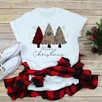 Camiseta Árvore de Natal de Comércio Exterior Masculina e Feminina Vermelha — foto 1