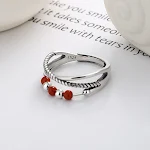 Anel giratório de contas redondas duplas ocas South Red, design elegante e funcional, perfeito para adicionar estilo e sofisticação. — foto 2