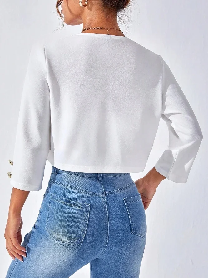 Solid Color Slit Bomber Jacket for women offers comfort and style. Perfect for a modern, casual look, suitable for every — photo 9