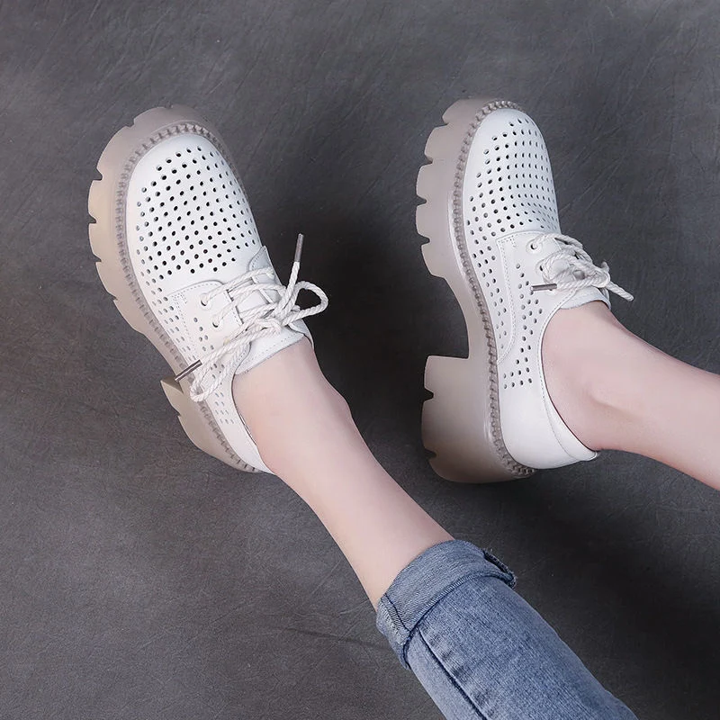 Sapatos de salto baixo leves com sola macia estilo britânico conforto e elegância para seus pés design vazado para respirabilidade — foto 5