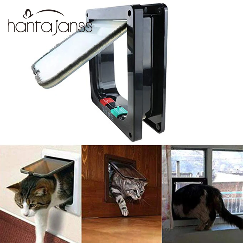 Title 3, 4 Way Lockable Pet Door Security Flap Door ABS ...