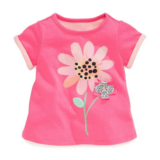 Title 5, Camiseta Infantil Simples Menina Manga Curta Ro...