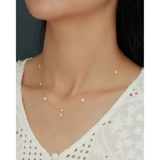 Title 5, Colar Gêmeo Prata com Diamantes Peças Múltiplas...
