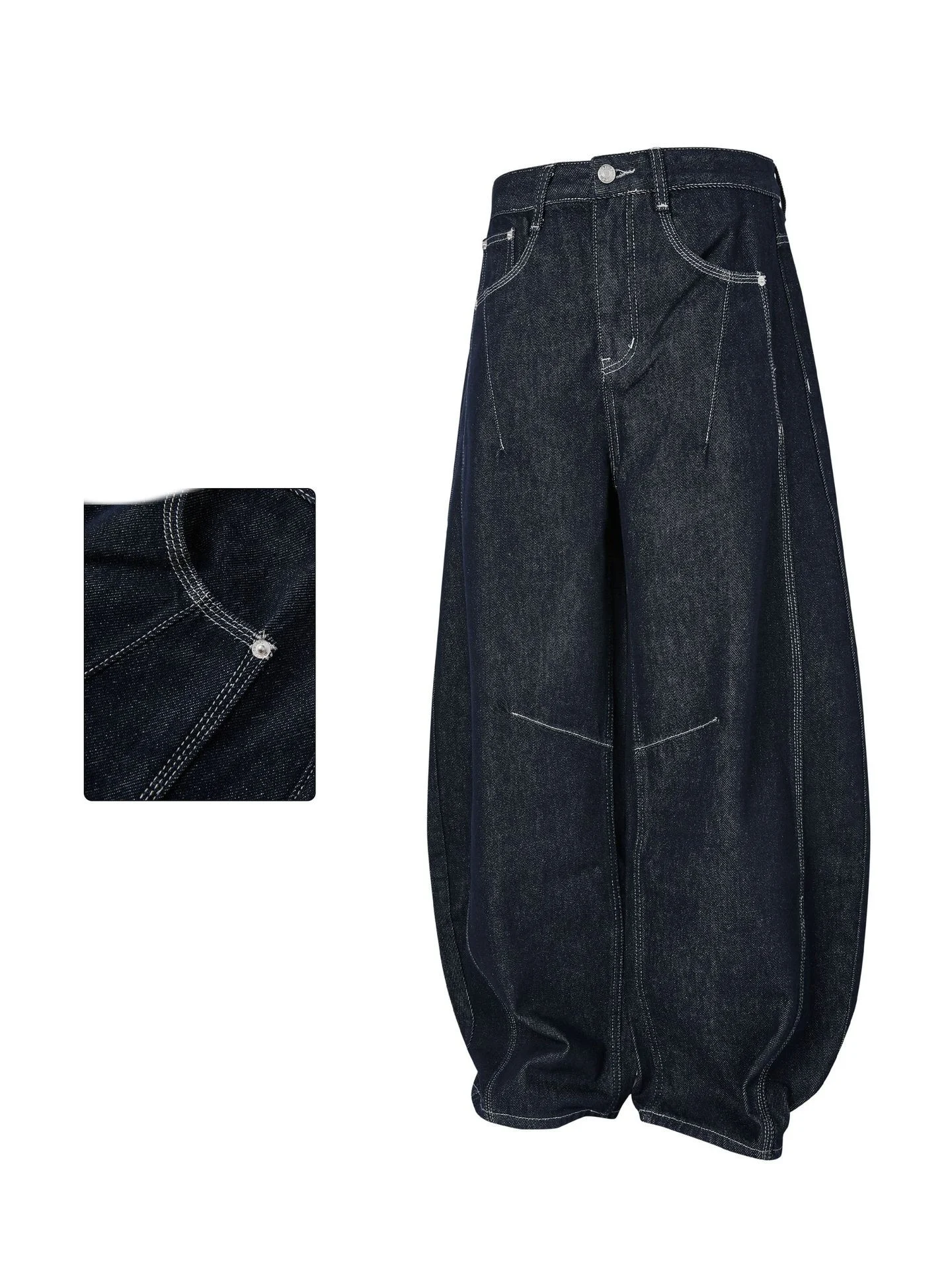 Wide Leg Bright Line Primary Color Jeans Trousers for Men and Women. Comfortable, stylish denim pants with a modern, rel — photo 2