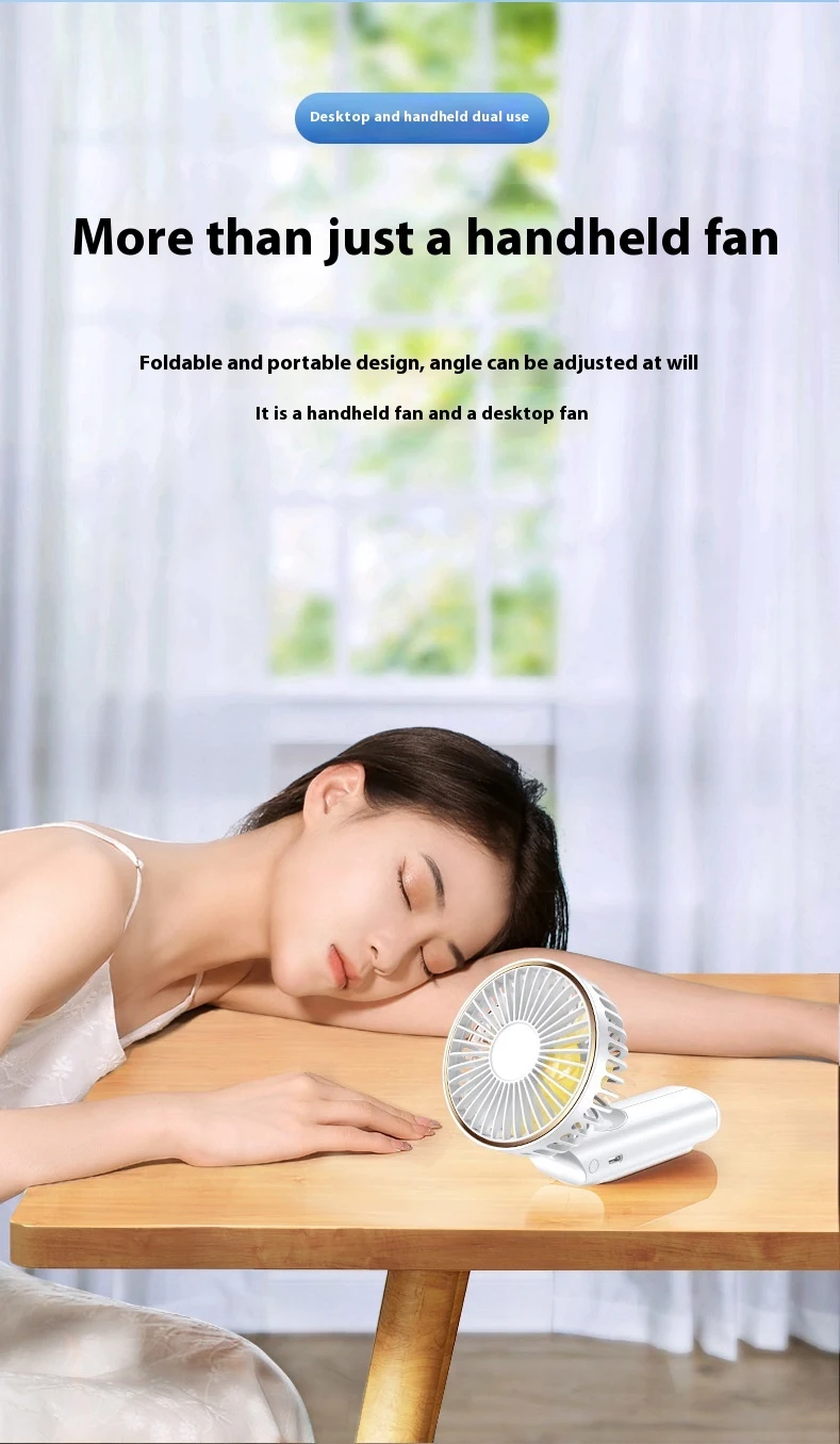 Title 7, Handheld Desktop Fan with Neck Support, Six Spe...