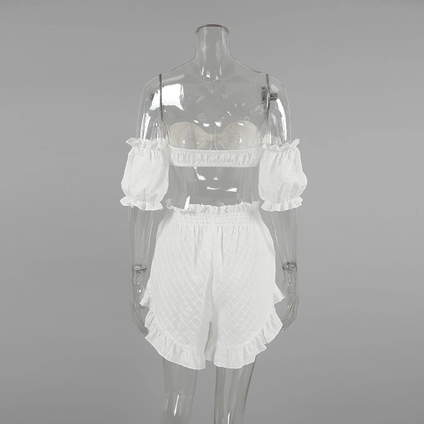 Title 4, Pyjama Dames geruit ontwerp Off-shoulder tweede...