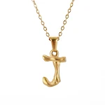 Colar com pingente de letra de aço inoxidável 18K Hip Hop Bamboo, perfeito para um visual estiloso e expressar sua individualidade. — foto 15