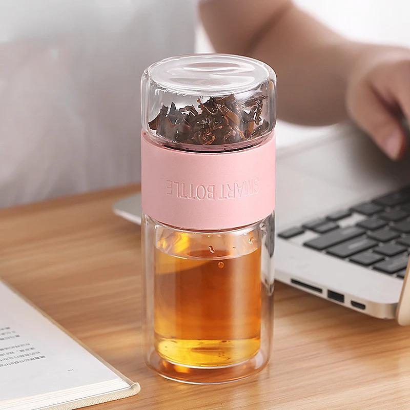 Double layer tea and water separated glass cups, creative gift tea cups, enjoy your tea perfectly, convenient and stylis — photo 5
