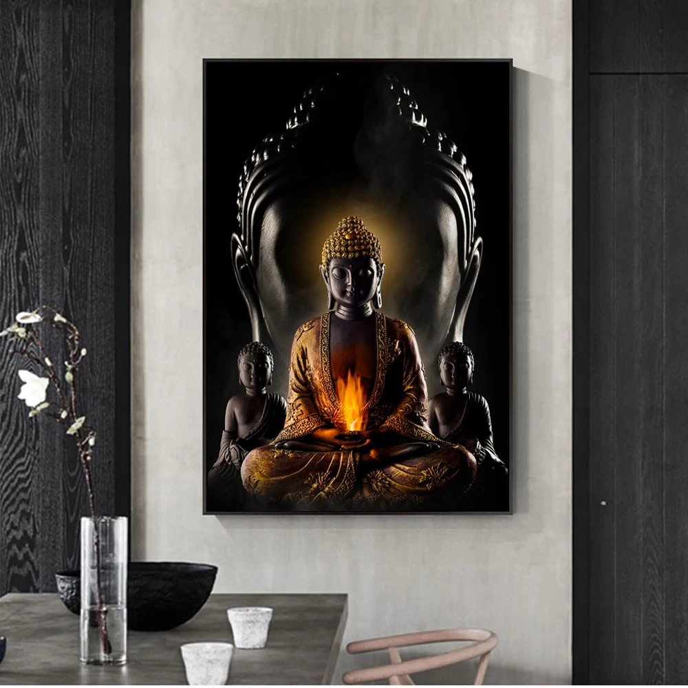 Arte da parete Dio Buddha su tela moderna, dipinti Buddha su tela per la parete, poster buddisti, decorazione murale per la casa zen. — foto 8