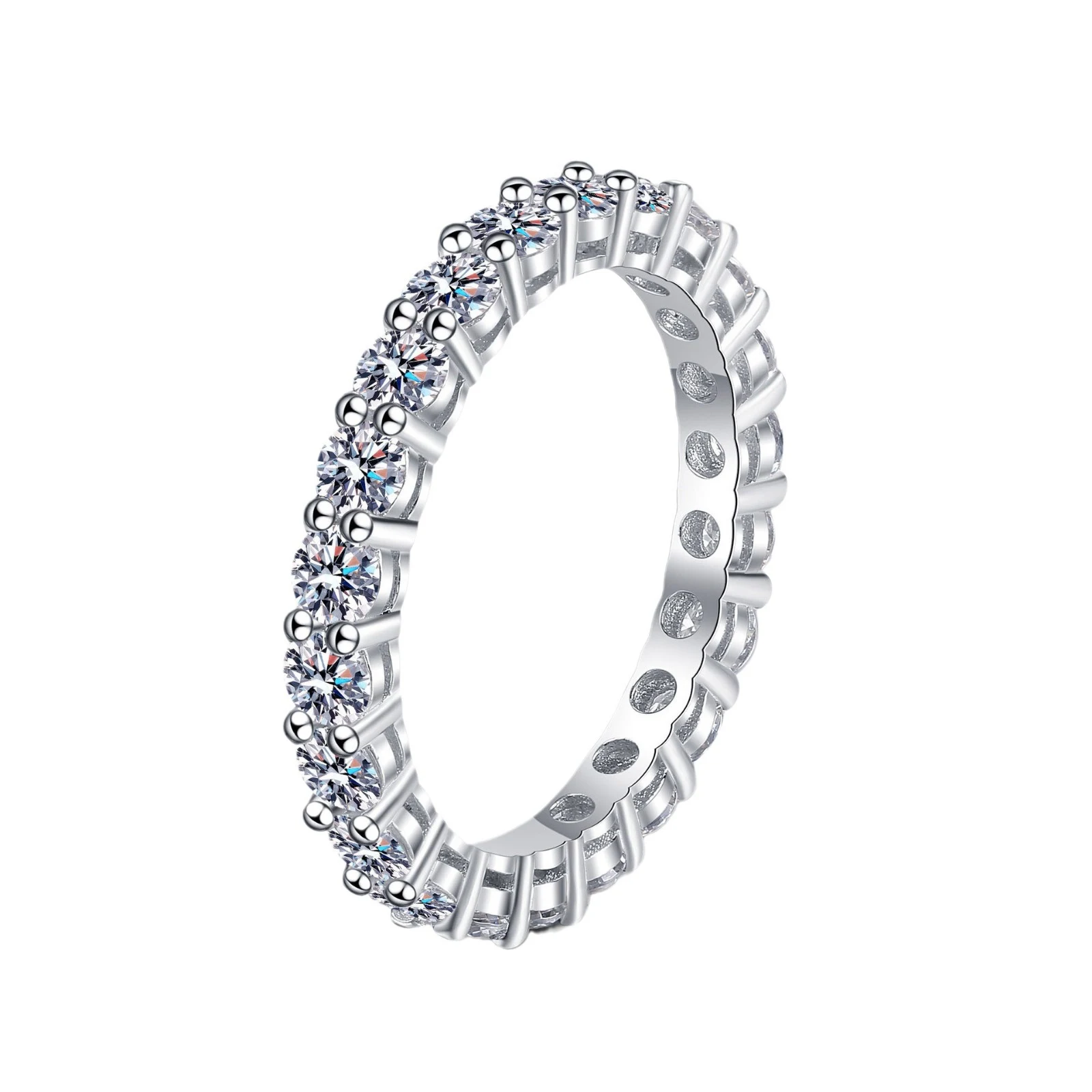 Anel de Moissanite em Prata 925 para Mulher com Banho 22K. Joia feminina elegante, ideal para presente ou noivado, brilho e sofisticação garantidos. — foto 3