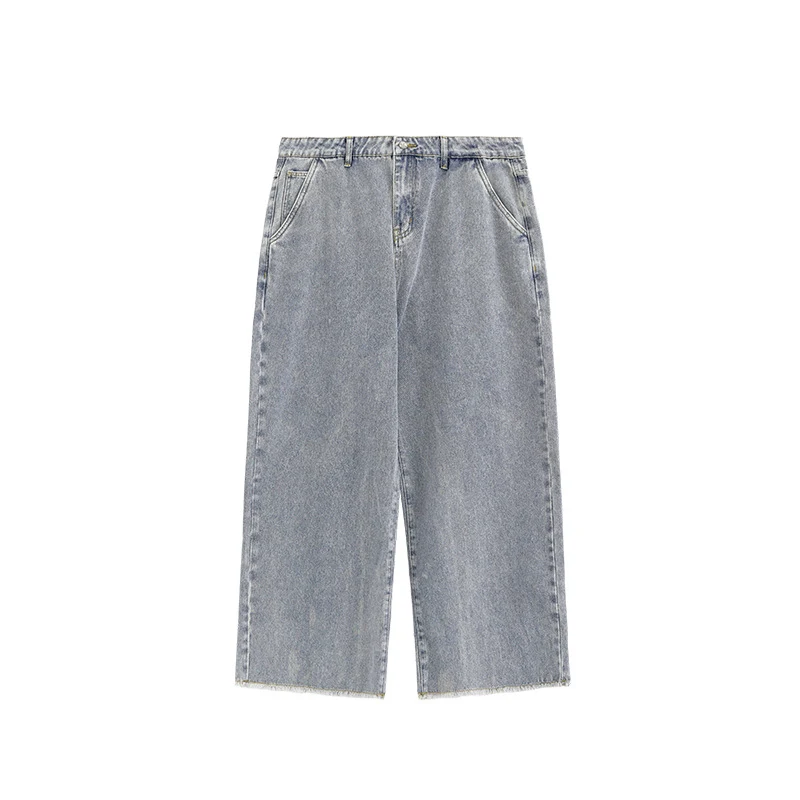 Gewassen distressed heren jeans, vintage look, wijde pijpen, rauwe zoom, voor een comfortabele en stijlvolle casual uitstraling. — foto 4