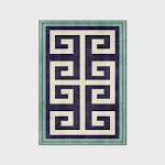 Tapete Azul Escuro Estilo Chinês com Borda Verde para Sala e Quarto, Decoração Sofisticada e Resistente, Perfeito para seu lar. — foto 1