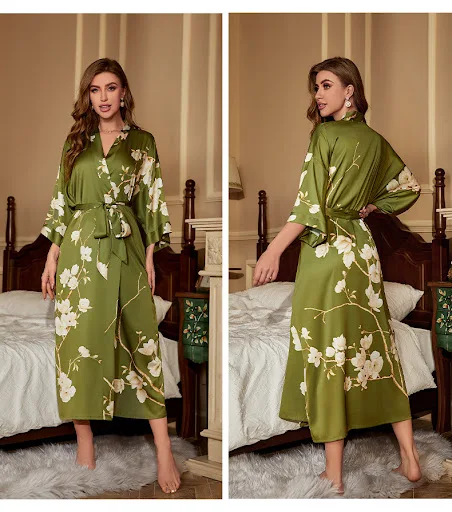 Title 34, Pajamas Nightgown Shadow Red Satin Luxury Lace-...