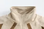 Casaco de camurça costurado masculino com gola alta, estilo e conforto. Ideal para um visual sofisticado e proteção contra o frio. — foto 2