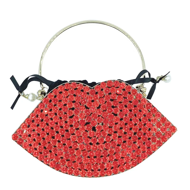 Title 6, Bolsa de mão de metal com strass em forma de lá...