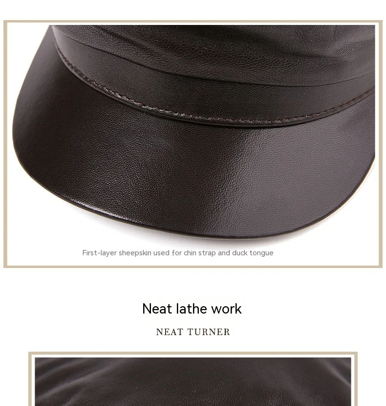 Title 7, Autumn and Winter Sheepskin Flat-top Hat. Warm,...