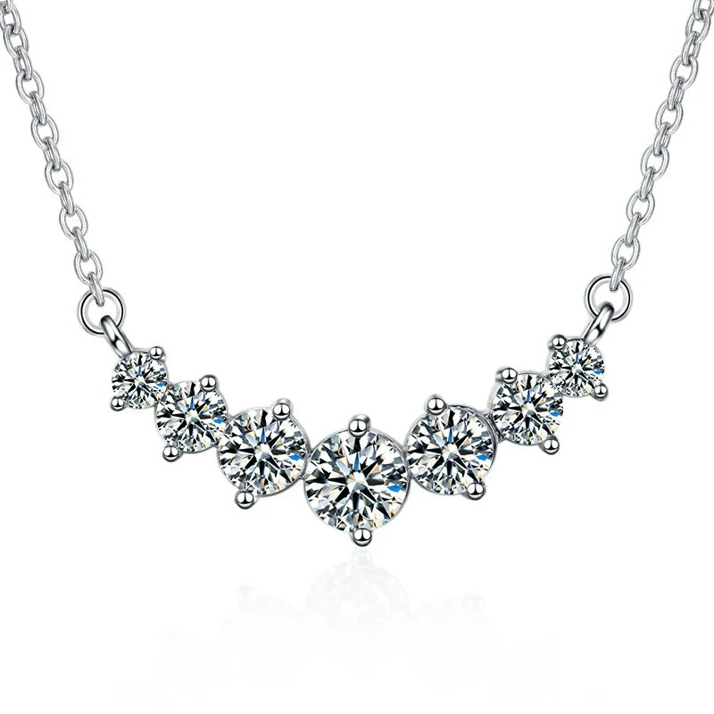 Colar reto de moissanita feminino, pingente com corrente de clavícula, joia delicada e elegante, presente perfeito. — foto 2