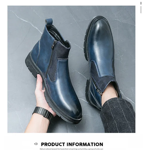 Title 16, High-top British Double Buckle Slip-on Leather ...