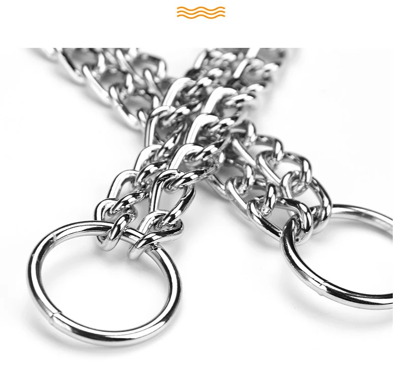 Title 5, Double-row chain collar chrome-plated for dogs,...