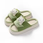 Chinelos de Urso de Desenho Animado Fofos para Mulheres, Sola Grossa, Silenciosos, de Linho, Moda Primavera/Outono, Sapatos para Casa — foto 3