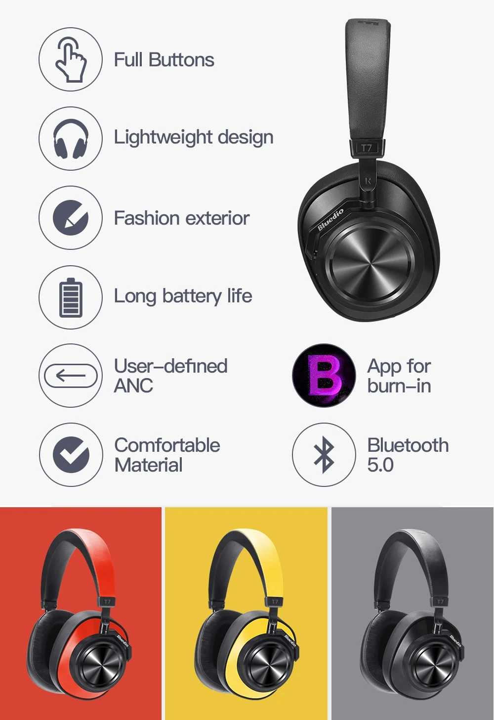 Title 12, T7 Bluetooth Headset for clear calls and wirele...