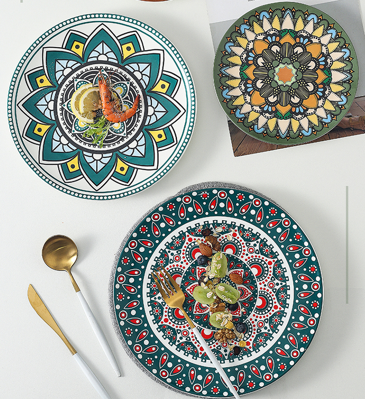Title 3, Ceramic Bohemian Tableware Platter with Morocca...