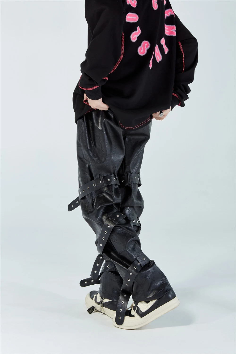 Title 4, Punk Style Tie Design PU Leather Pants For Men....