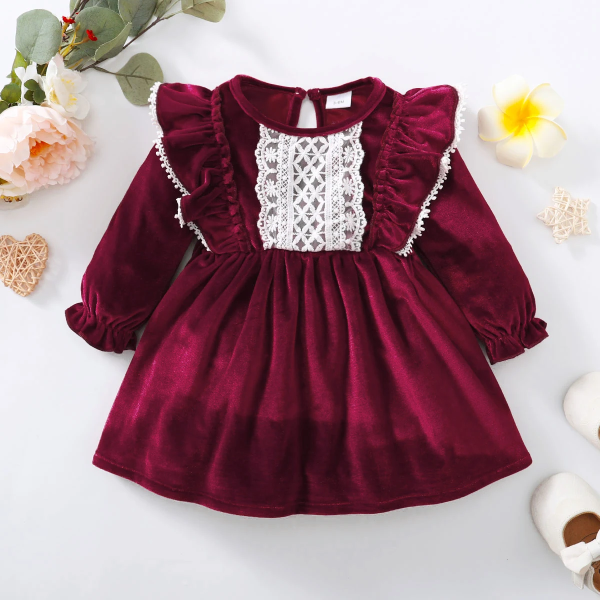 Kinder lange polyester jurk met lange mouwen, comfortabel en stijlvol voor meisjes. Perfect voor dagelijks gebruik en speciale gelegenheden, onderhoudsvriendelijk. — foto 8