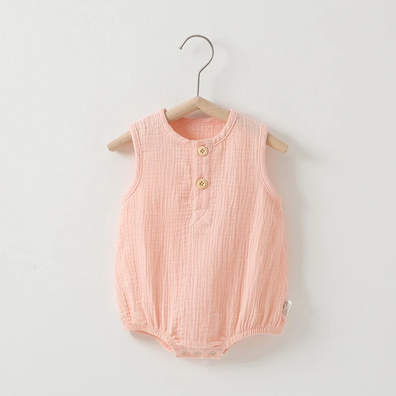 Macacão de verão fino de algodão gaze para bebê Leve e respirável Roupa de uma peça Conforto para dias quentes Ideal para o seu pequeno Aconchego — foto 4