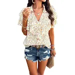 Women's Elegant Printed Ruffled Top Achieve a sophisticated and stylish look with this comfortable top. Perfect for any — photo 2